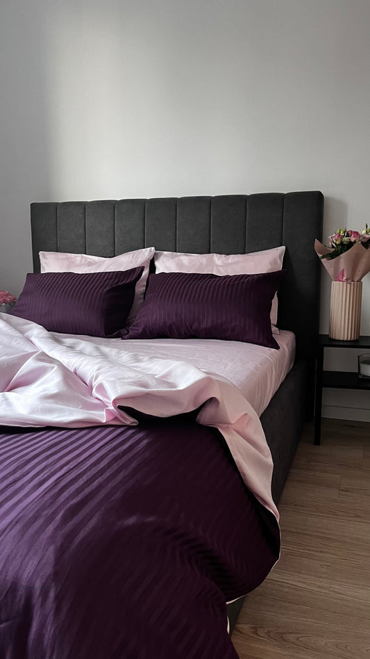 satin bed linen set plum pink